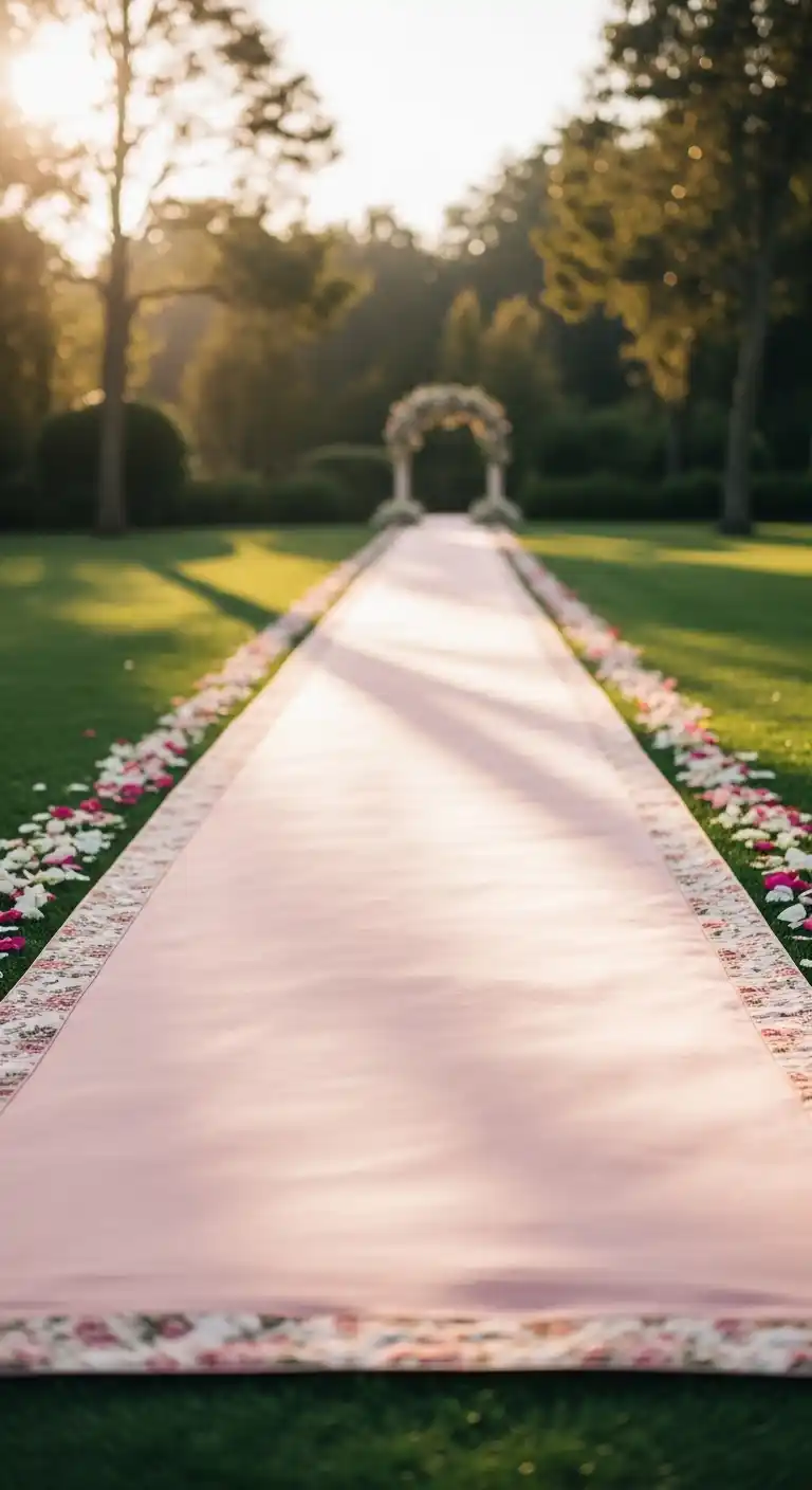 20 Pink Wedding Ceremony Ideas That Feel Elegant and Timeless 10 7. Pink Aisle Runner for Added Drama
