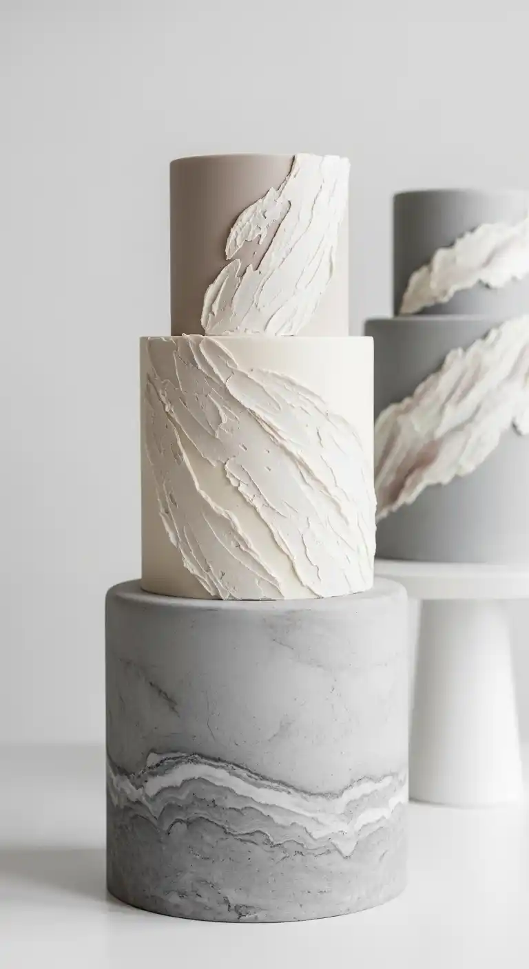 17 Neutral Wedding Cake Designs for a Timeless Look 10 7. Stone-Inspired Neutral Wedding Cake Designs for Organic Elegance