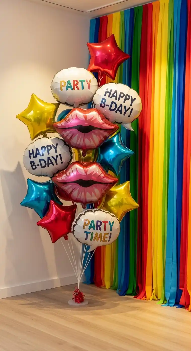 21 Stunning Birthday Party Balloon Decorations on a Budget 12 8. Balloon Photo Booth Props