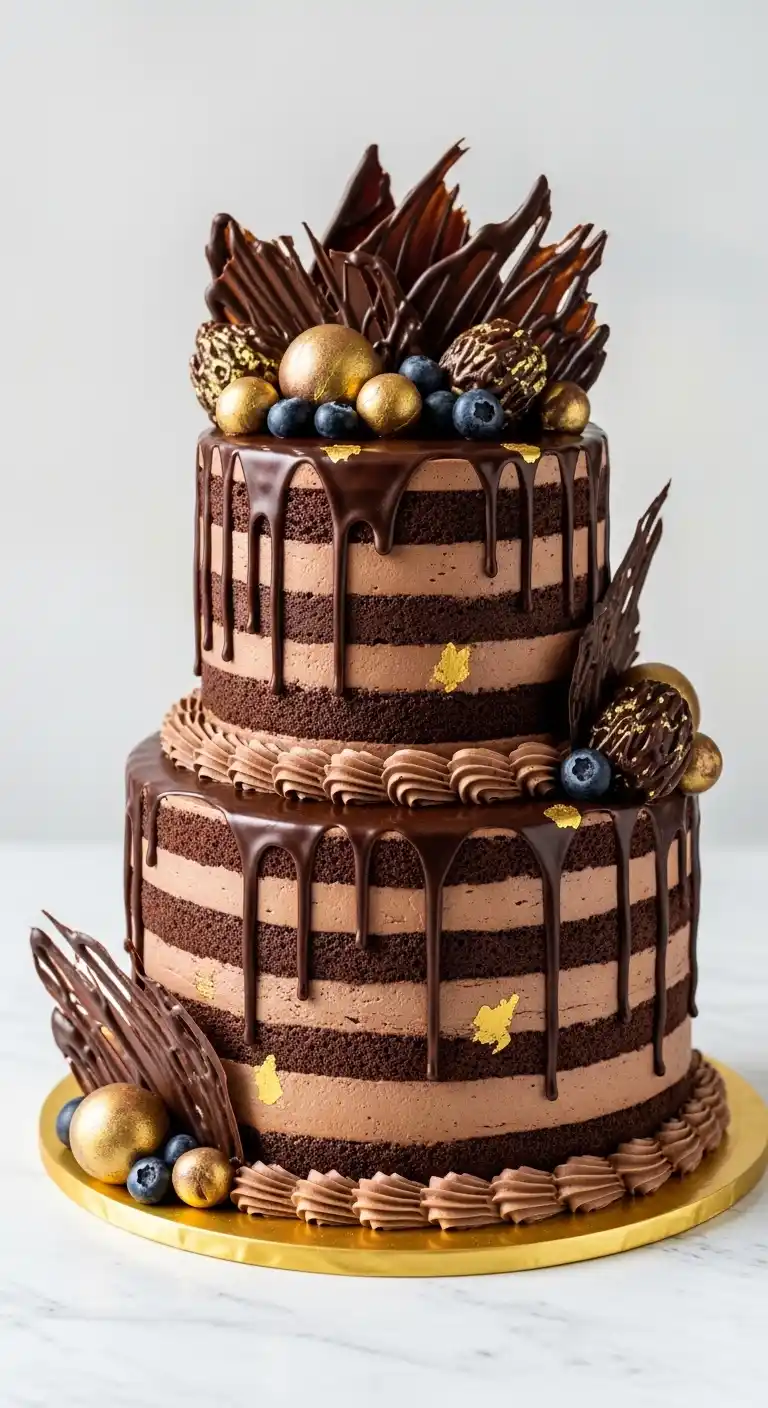 Wedding Anniversary Cake Designs for Every Style 12 8. Chocolate Lover’s Wedding Anniversary Cake Design