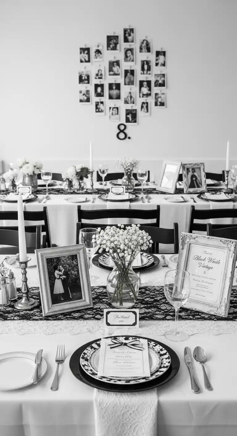 19 Charming Bridal Shower Vintage Theme 12 8. Classic Black-and-White Vintage