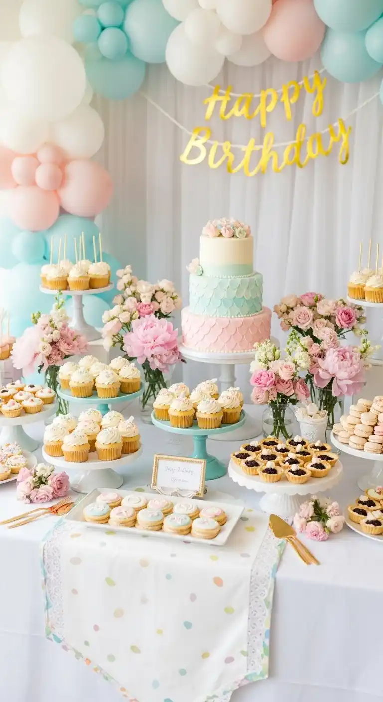 20 Birthday Party Decorations for a Stylish Celebration 12 8. Dessert Table Styling as a Birthday Party Decorations Focal Point