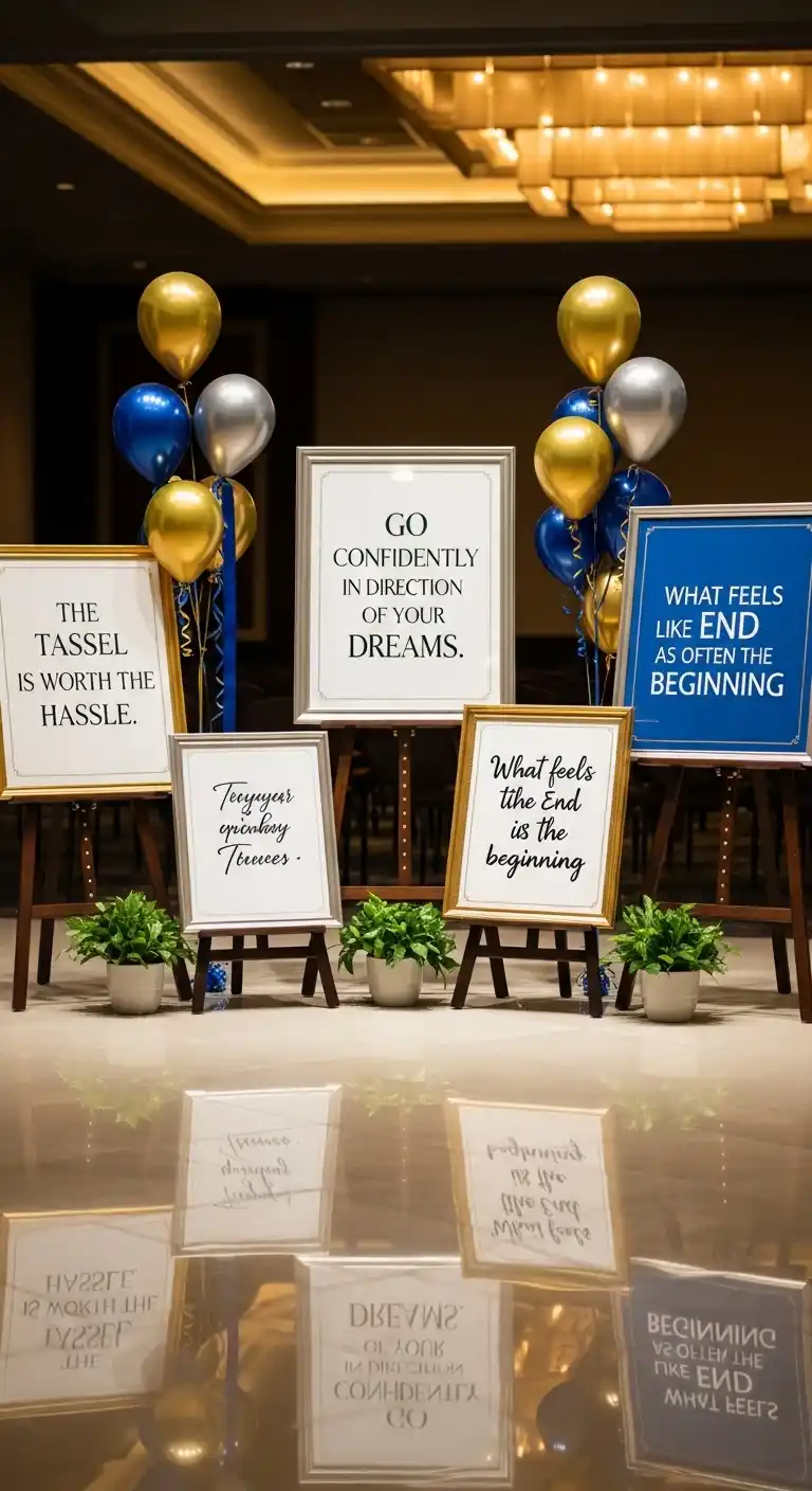 21 Graduation Party Set Up Ideas That Are Fun and Stylish 12 8. Inspirational Quote Signage Around the Venue