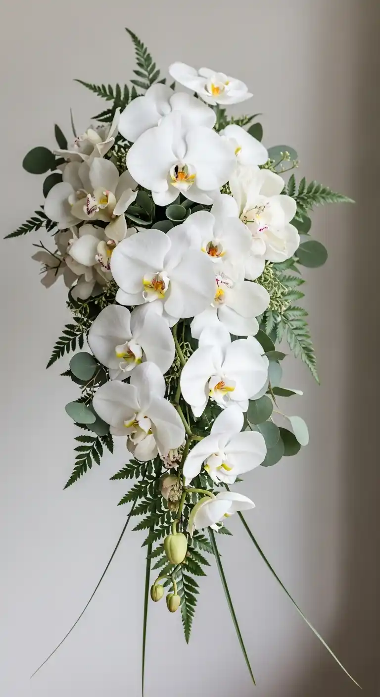 17 Gorgeous White Wedding Bouquets to Inspire 12 8. Orchid White Wedding Bouquets with Exotic Appeal