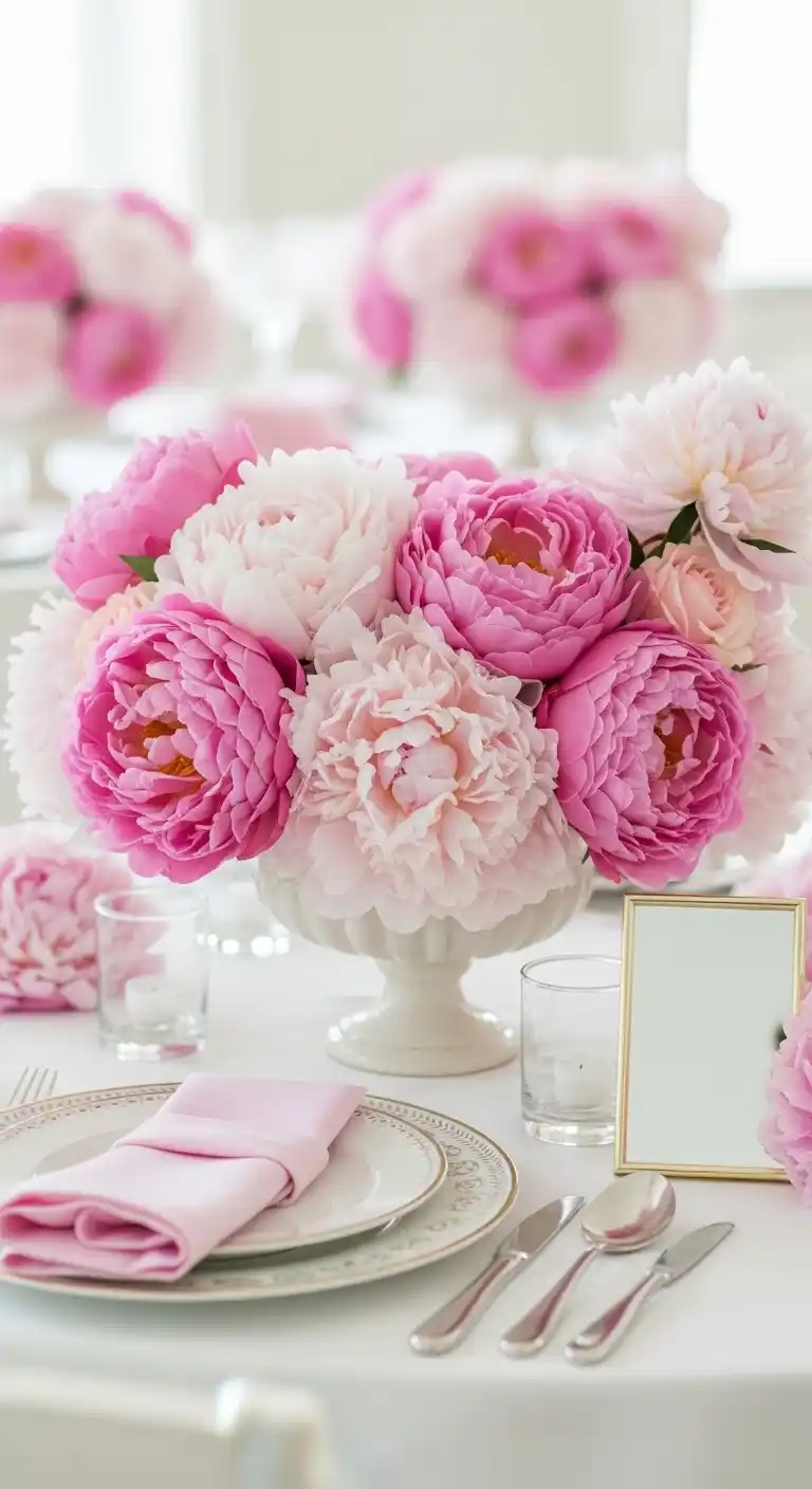 Charming Bridal Shower Floral Theme Ideas for Any Style 12 8. Peony Elegance Bridal Shower Floral Theme