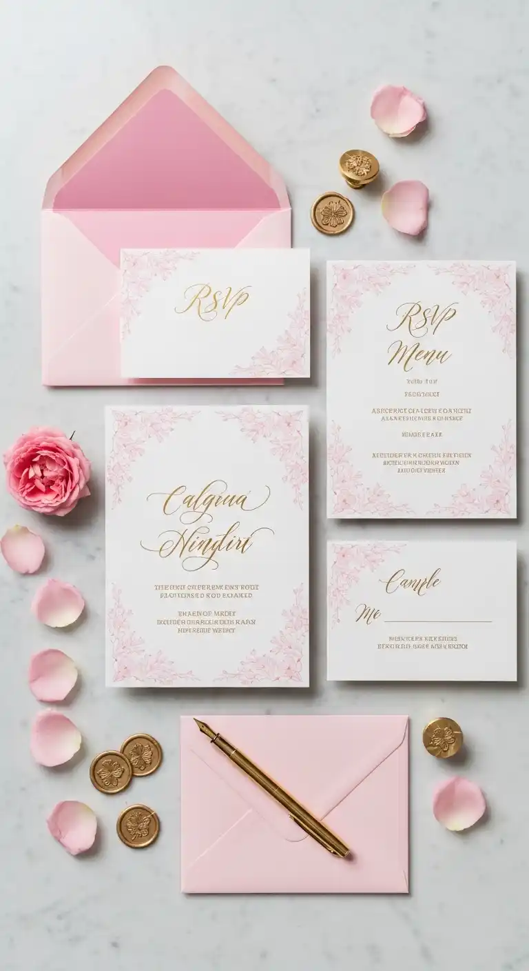 Every Bride Needs These 20 Pink Wedding Reception Ideas 11 8. Pink Invitation and Stationery
