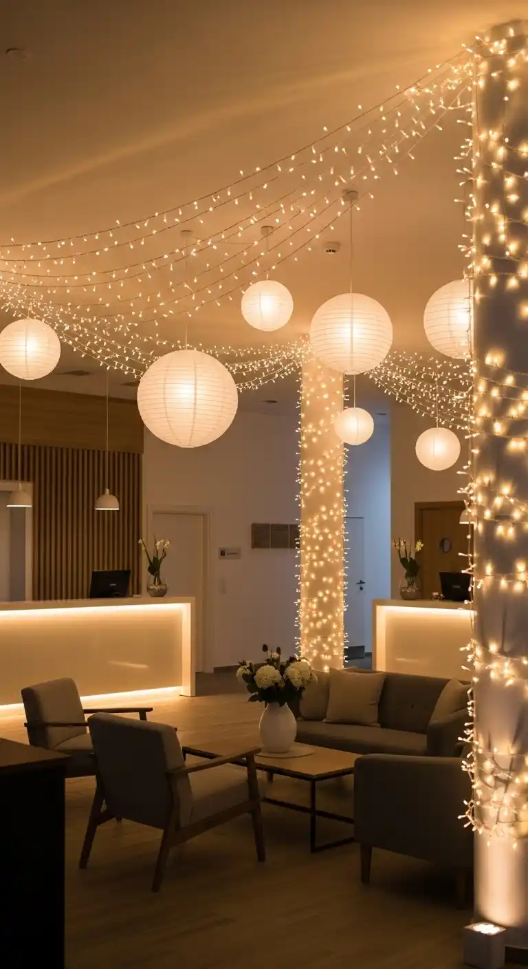 17 Classic White Wedding Ideas You’ll Always Love 12 8. White Reception Lighting for a Soft Glow