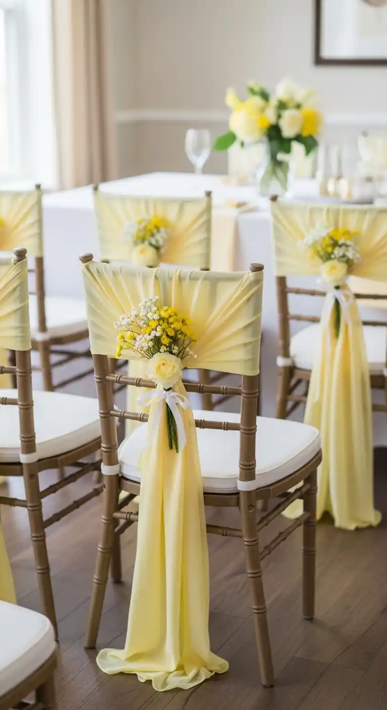 17 Yellow Bridal Shower Ideas for a Radiant Party 12 8. Yellow Bridal Shower Chair Décor Ideas