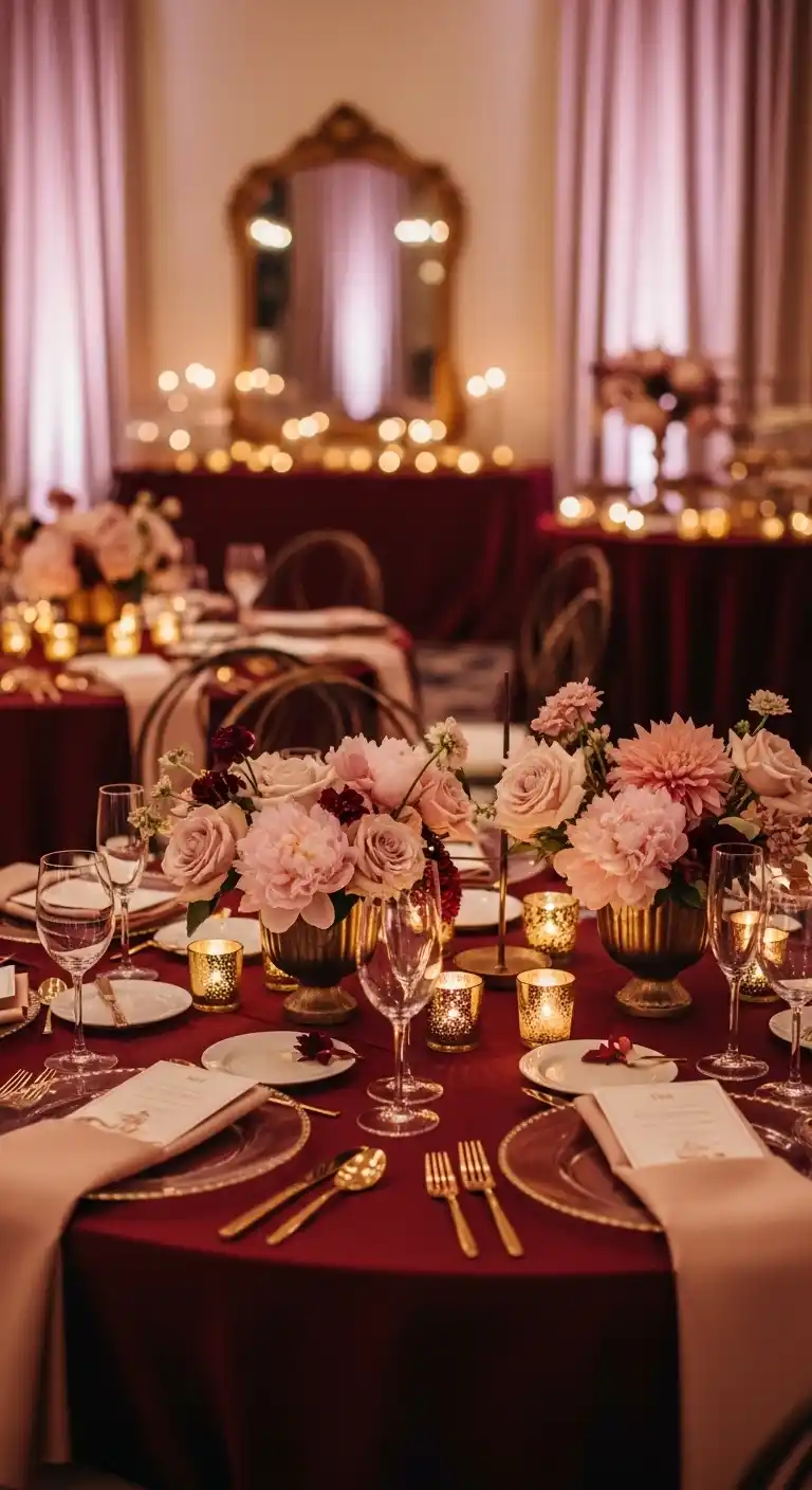 20 Stunning Engagement Party Color Schemes 13 9. Burgundy and Blush
