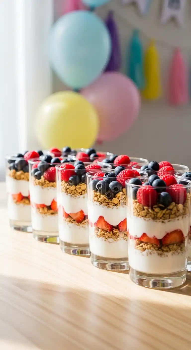 19 Fun Birthday Party Food Ideas Everyone Will Love 13 9. Fruit and Yogurt Parfaits