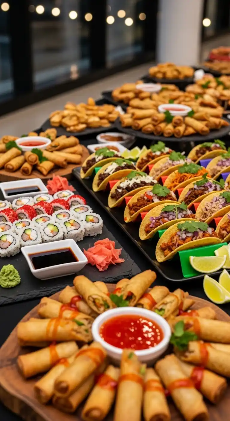 20 Stunning Graduation Party Food Table Looks 13 9. International-Inspired Graduation Party Food Table