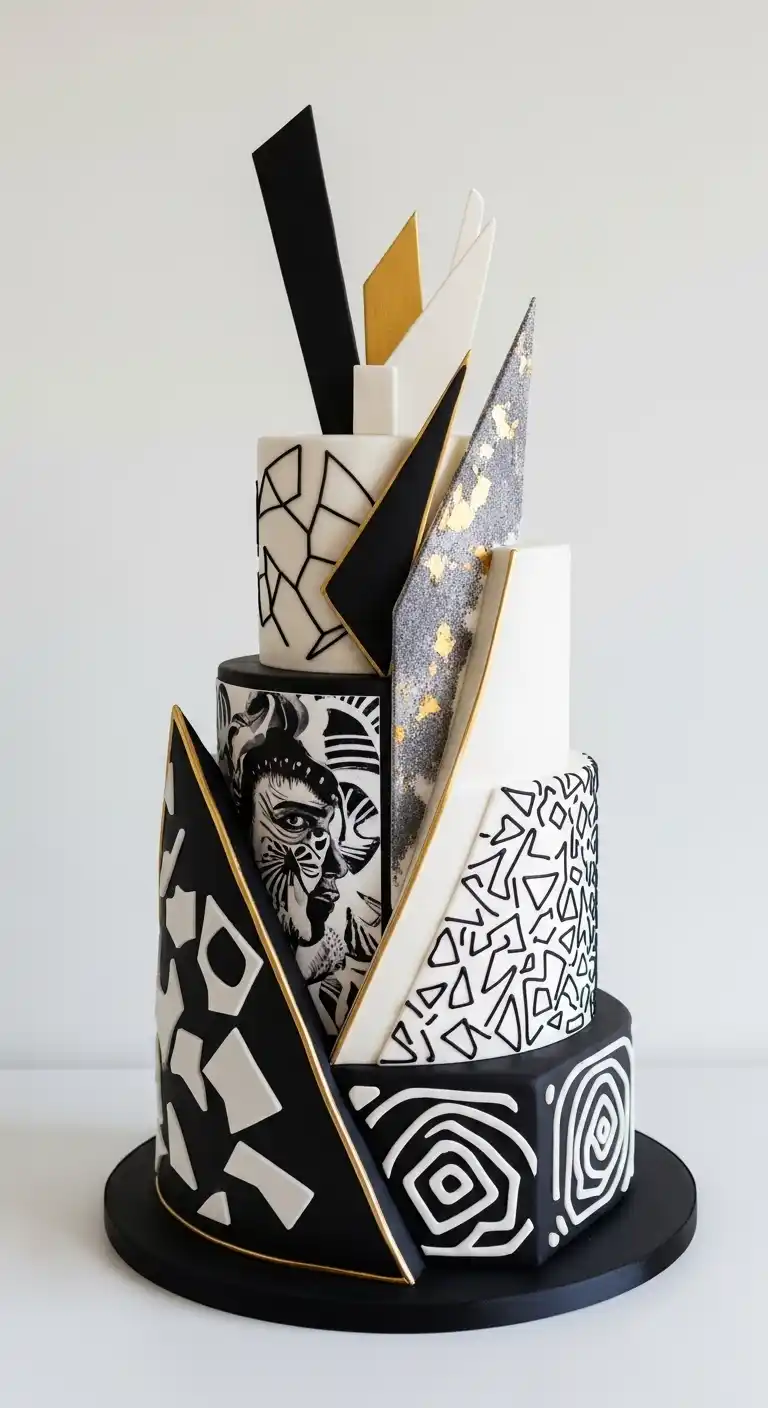 Wedding Anniversary Cake Designs for Every Style 13 9. Modern Geometric Wedding Anniversary Cake Design