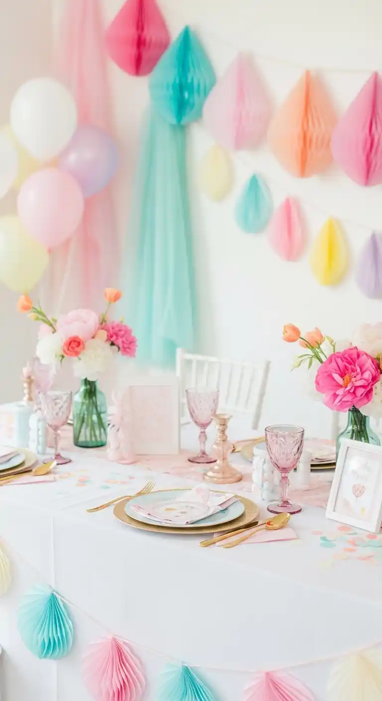 19 Beautiful Bridal Shower Table Looks 13 9. Whimsical Bridal Shower Table With Soft Details