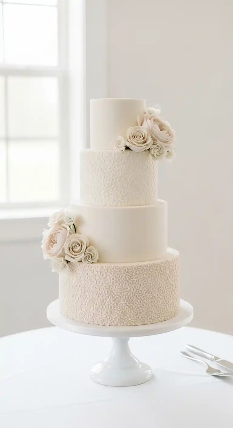 17 Neutral Wedding Cake Designs for a Timeless Look 3 Timeless Neutral Wedding Cake Designs