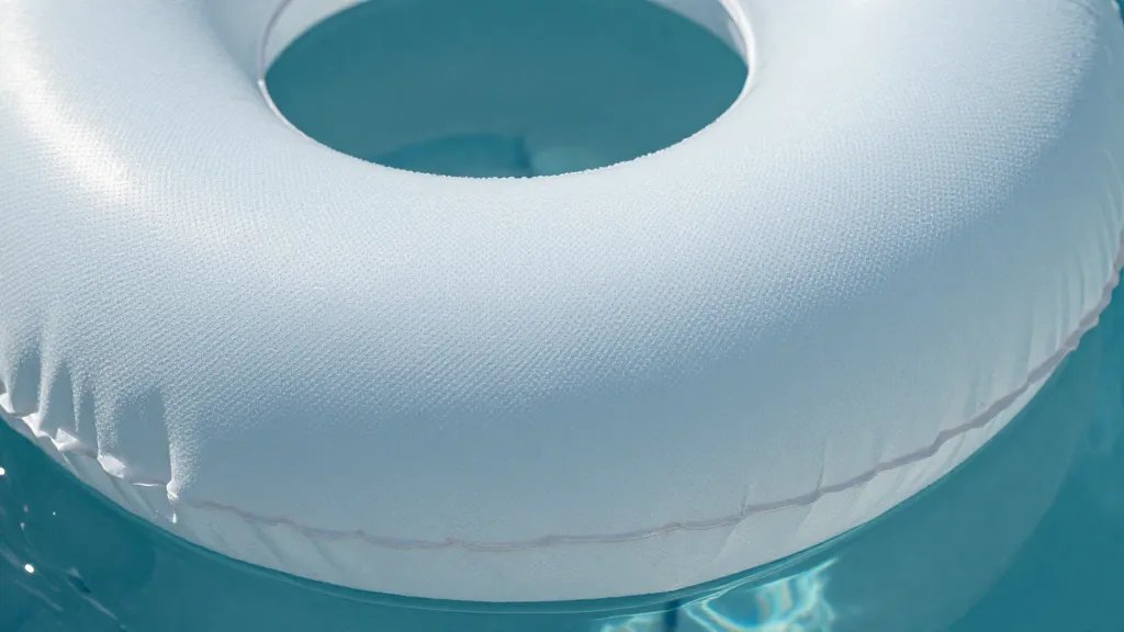 What to Wear to a Pool Party Without Slipping Up 4 Closeup of a floatie against water, emphasizing breathable fabric texture and subtle sheen on fabric