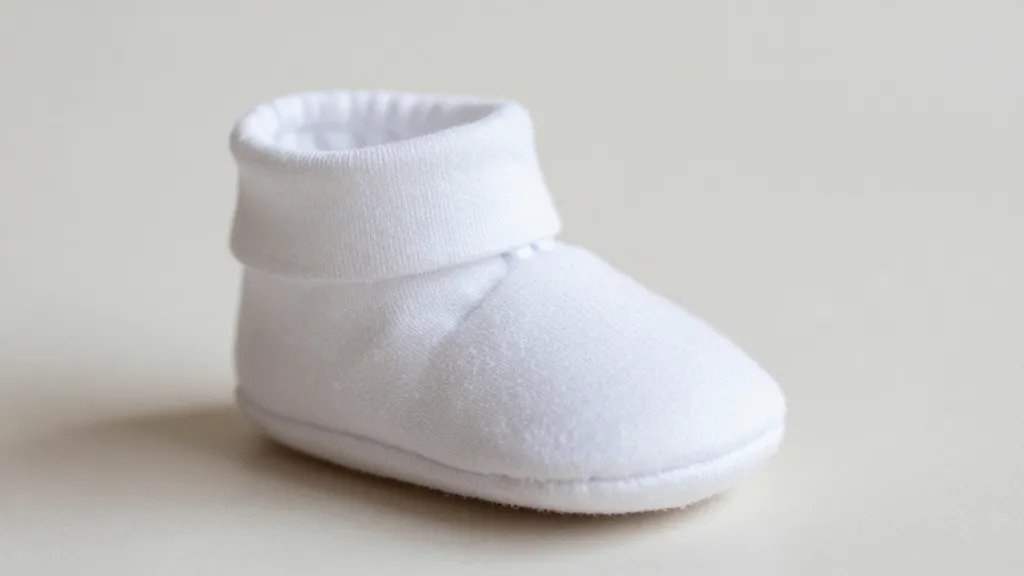 When Do You Have a Baby Shower? Plan the Perfect Timing 3 closeup of a single baby bootie on a neutral background, shallow depth of field